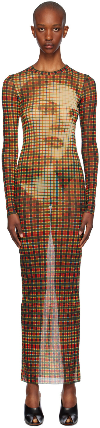 

Платье макси с разноцветным узором Tartan Face Jean Paul Gaultier