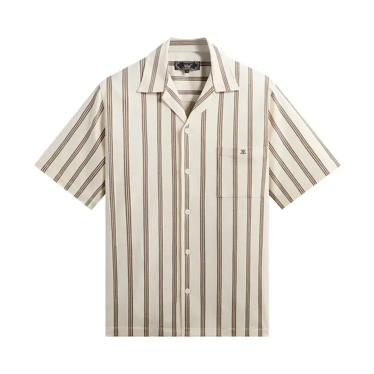 Рубашка Kith Textured Stripe Thompson Camp Collar Shirt, кремовый
