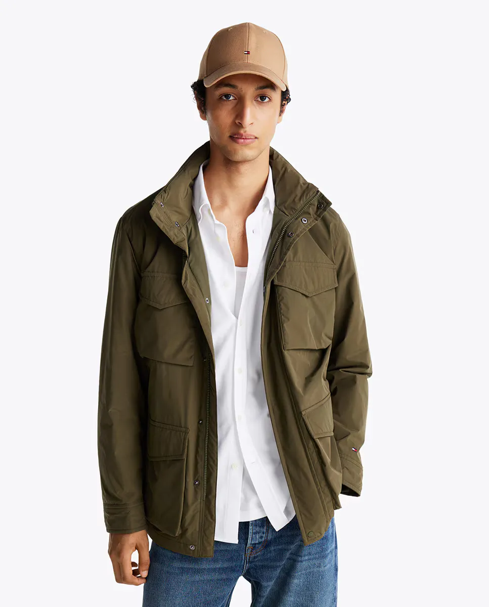 

Мужская ультралегкая куртка с застежкой на молнию и пуговицы Tommy Hilfiger, военный зеленый