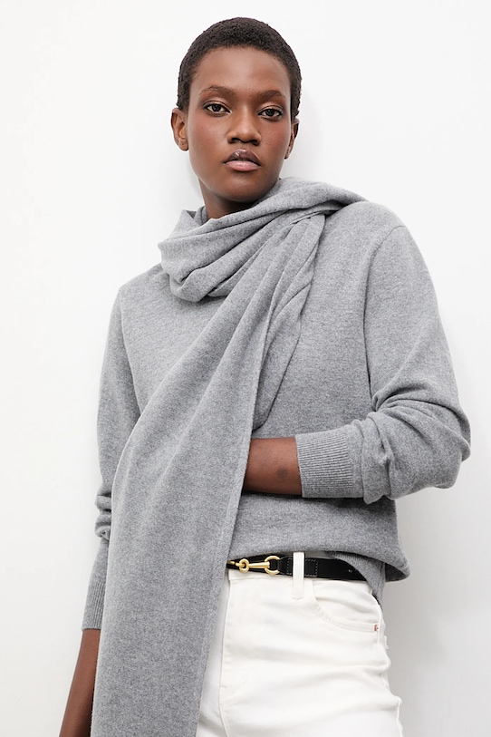 

Свитер из мериносовой шерсти с шалью Answear.Lab, серый