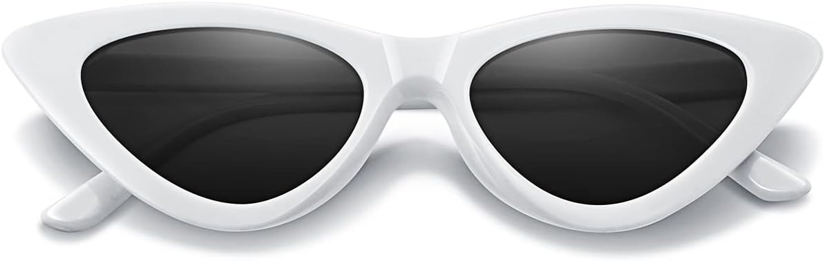 

Винтажные солнцезащитные очки «кошачий глаз» для женщин. Классические ретро-очки с узким оправой «кошачий глаз», защита от УФ-излучения UV400 GFUIARA, White Frame Black Lens