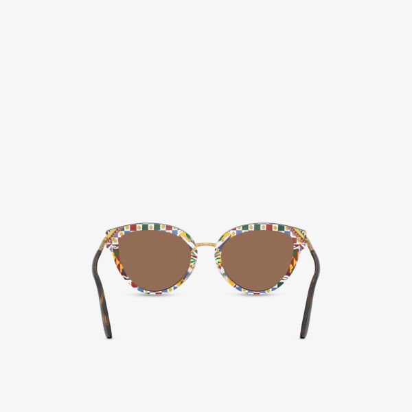 Солнцезащитные очки Dolce & Gabbana с оправой из ацетата в форме бабочки, коричневый — фото 4