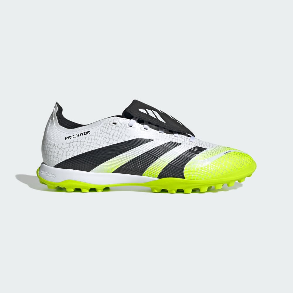 Бутсы Adidas Predator League Fold-Over Tongue Turf Cleats, цвет Cloud White/Core Black/Lucid Lemon — фото 2