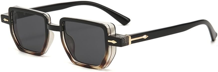 

Винтажные солнцезащитные очки Polygon для женщин с прозрачными линзами и защитой от УФ-излучения UV400, а также солнцезащитные очки для мужчин с заклепками HDUBFY, Black Gray