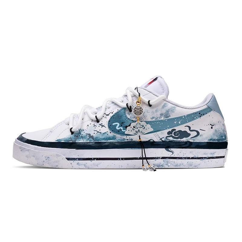 

Nike Кроссовки Court Legacy Pattern Cloud Feather с противоскользящим покрытием, износостойкие, низкие, для скейтбординга, мужские, сине-белые