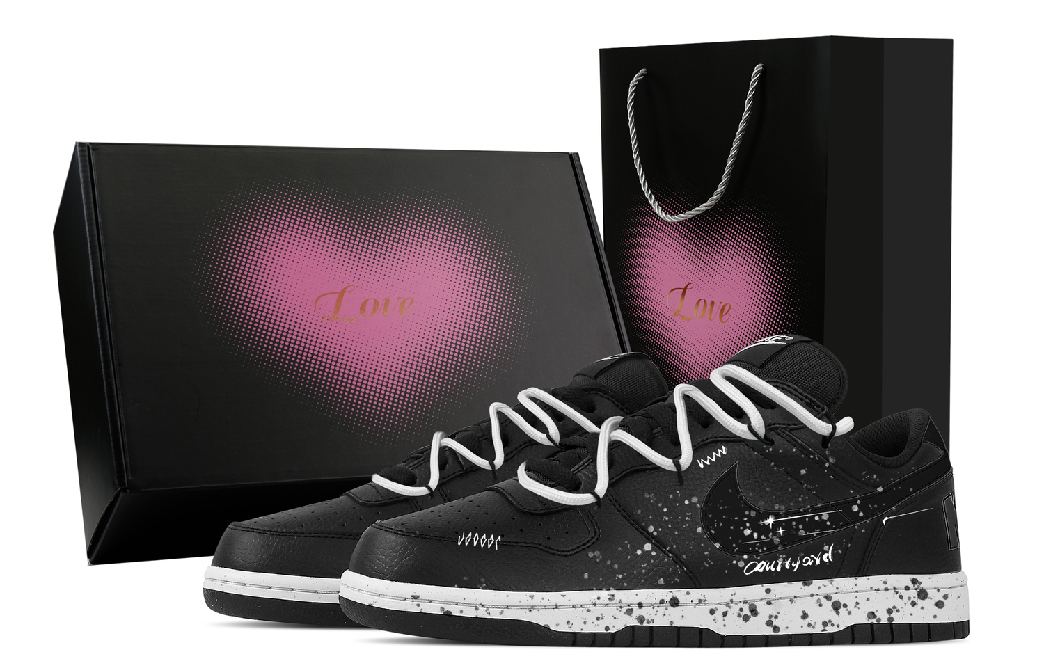 

Nike Повседневные кроссовки Big Starry Sea Heart Box Abrasion Resistant Breathable low top skateboard мужские black