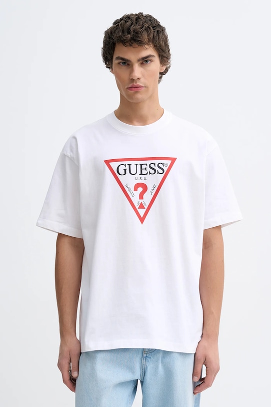 

Хлопковая футболка Guess Jeans, белый