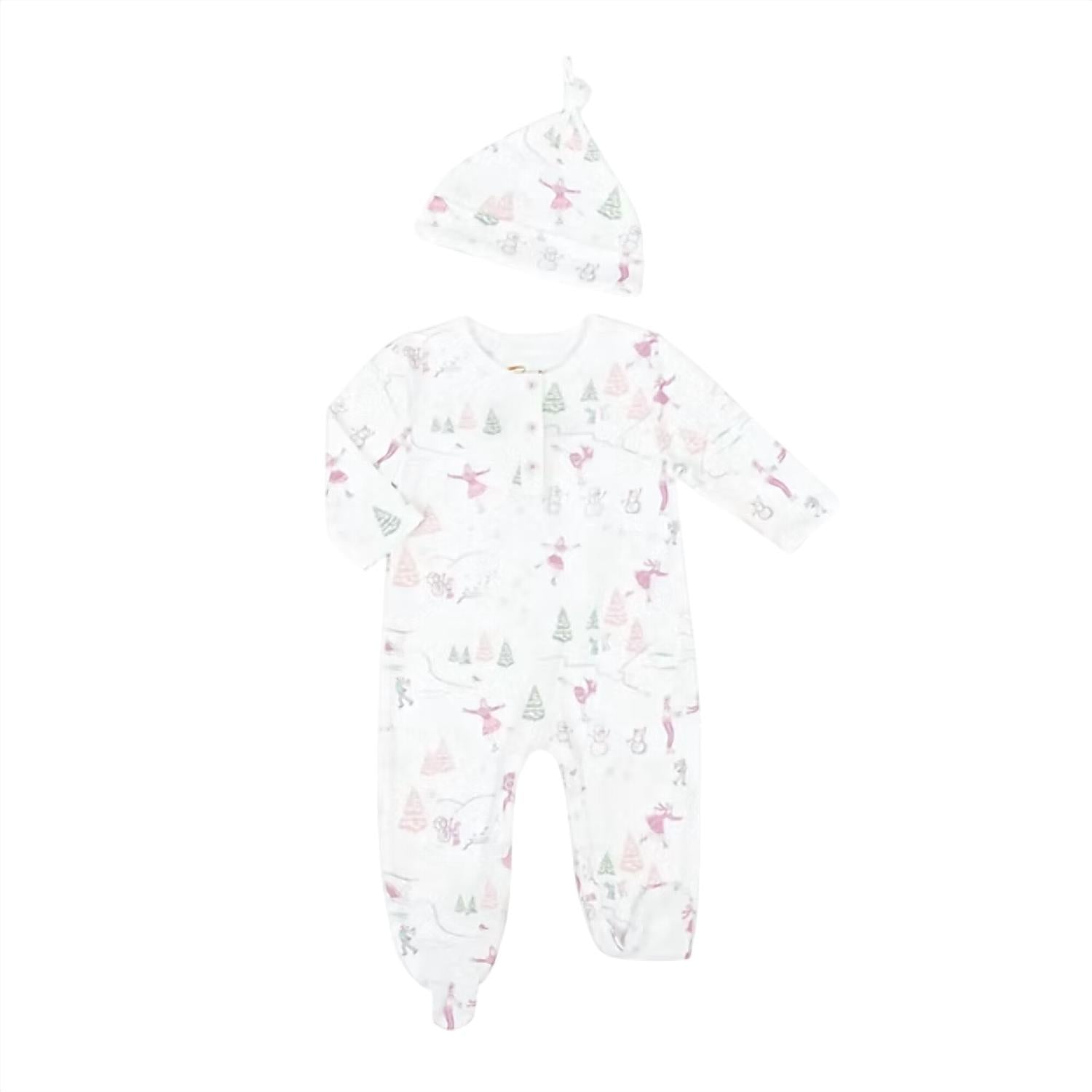 

Детский комбинезон с пингвинами на коньках и шапочкой Pima в розовом цвете Ice Petidoux