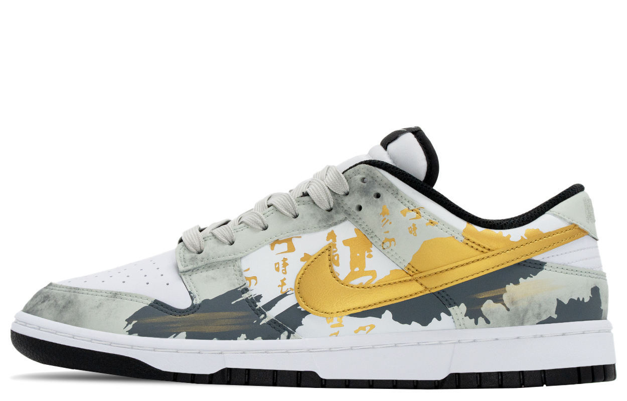 Nike Кроссовки Dunk Skateboard для мужчин, низкие, синие, белые, золотые