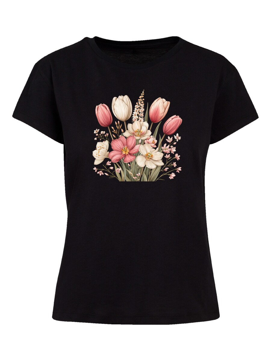 

Рубашка F4NT4STIC Rosa Weißer Frühlingsblumenstrauß, черный