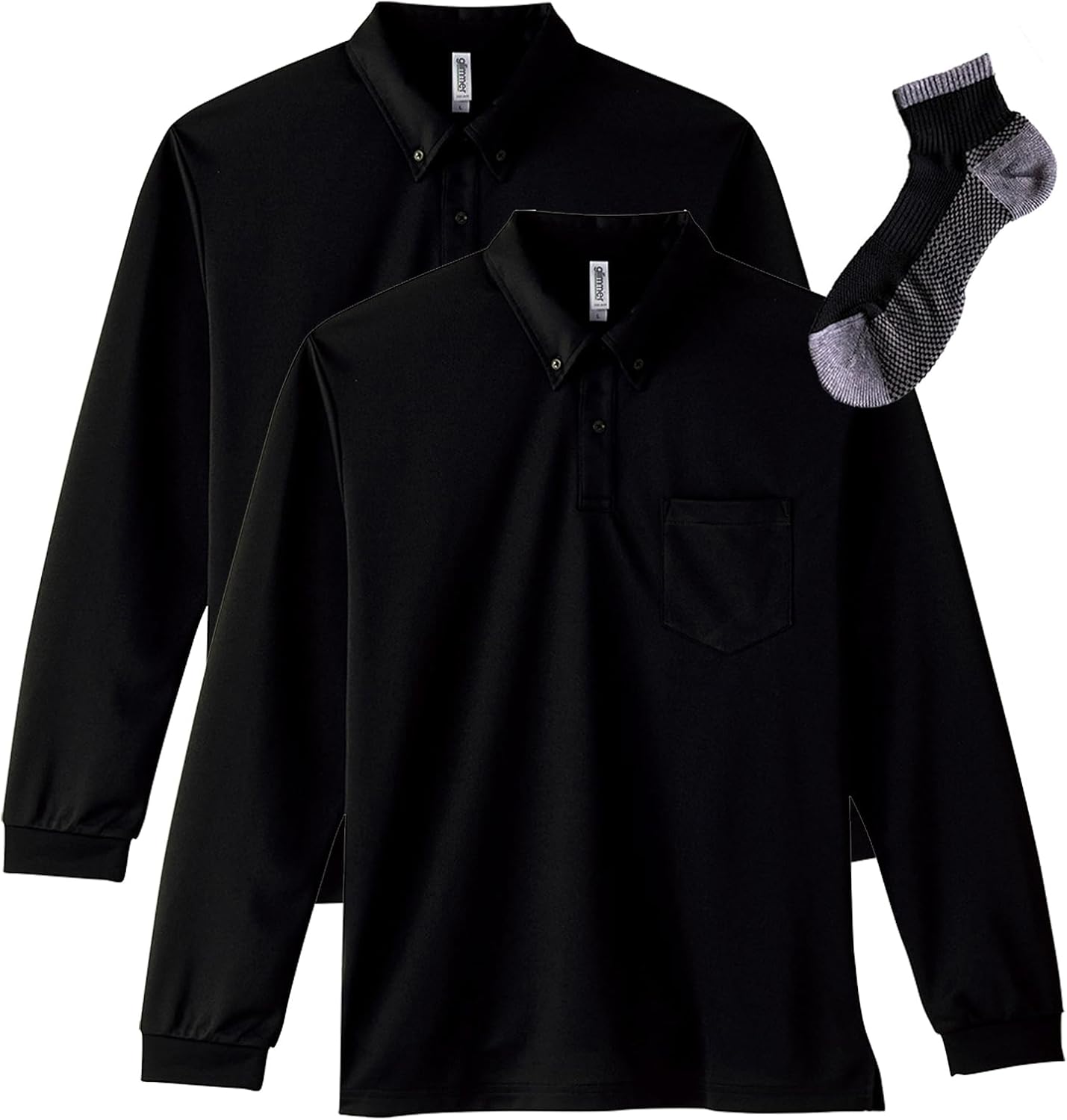 

Мужская рубашка-поло с длинным рукавом Glimmer 00314-ABL, с карманом, материал DRY, застежка на пуговицы спереди, плотность ткани 4,4 унции, черный