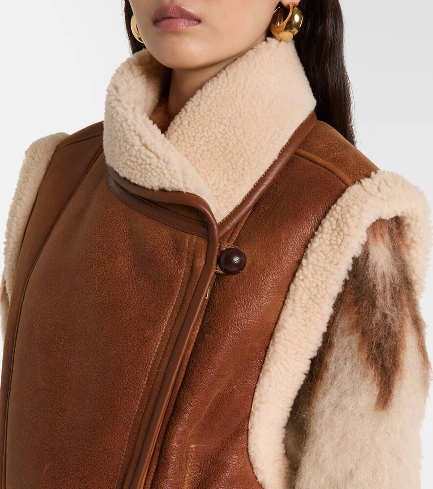 Алим жилет из кожи с отделкой из овчины Isabel Marant, Cognac — фото 4