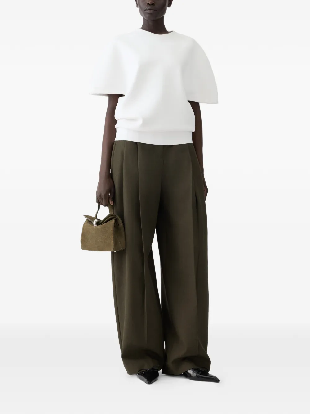 Брюки строгого кроя со складками на передней части Jacquemus, зеленый — фото 2