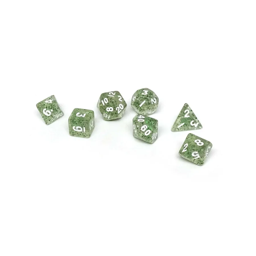 

Зеленая блестка с белым (7), Dice - Mini 7 Piece Poly Sets (Easy Roller Dice)