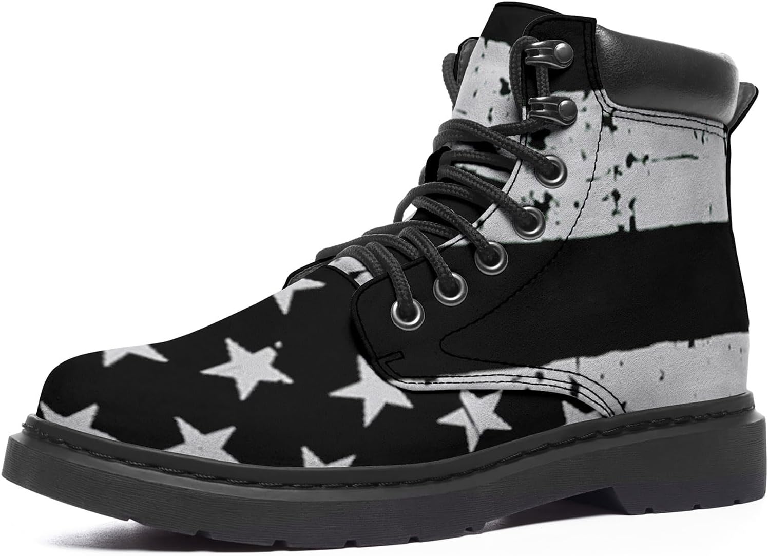 

Ботинки Onegam с американским флагом, патриотические, с возможностью персонализации имени, кожаные ботинки на шнуровке с узором звезд и полос для женщин и мужчин, белый