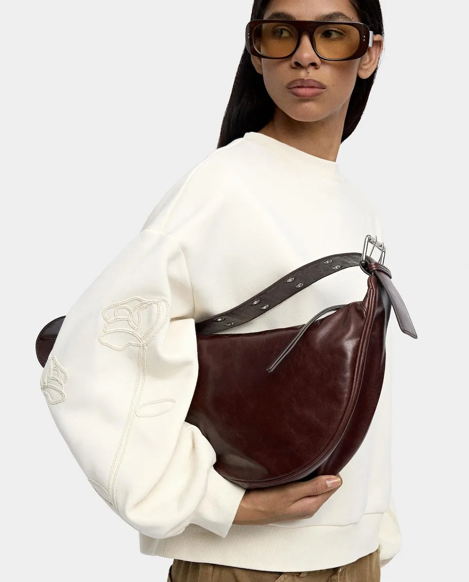 

Женская толстовка с вышитым цветочным узором Parfois, светло-бежевый