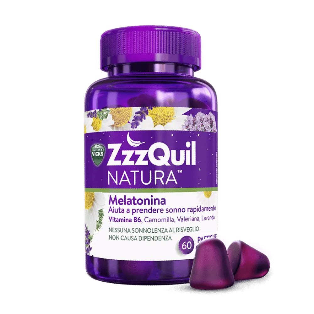 

Vicks ZzzQuil Natura Gusto Berries 60 жевательных таблеток Добавка для сна на основе мелатонина