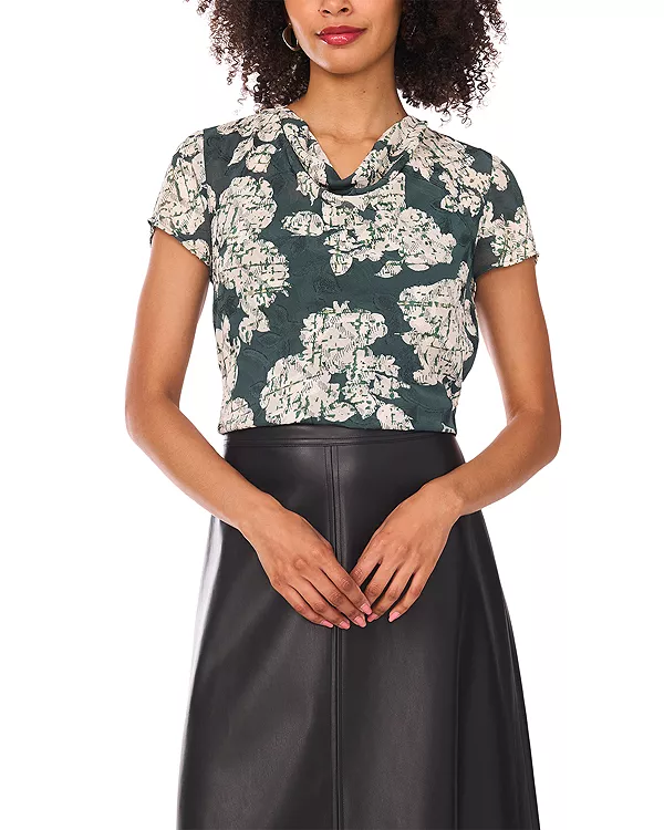 

Топ с короткими рукавами и воротником-хомутом Vince Camuto, зеленый