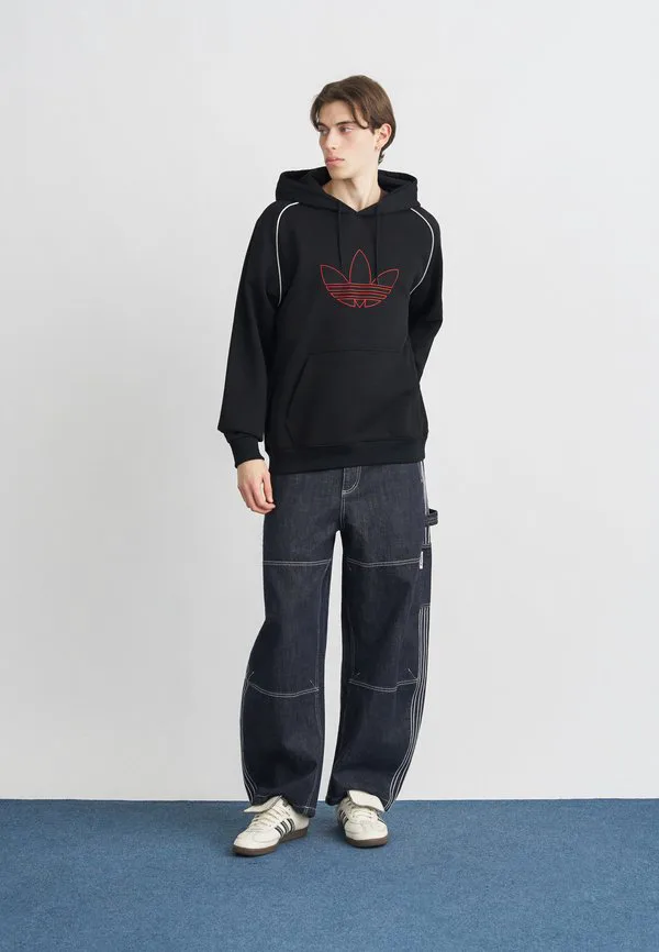 Толстовка с капюшоном и контуром трилистника Adidas Originals, Black — фото 2