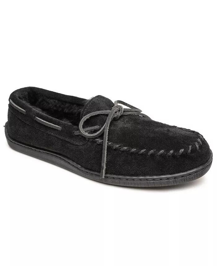 

Мужские тапочки-мокасины из овчины на жесткой подошве Minnetonka, черный