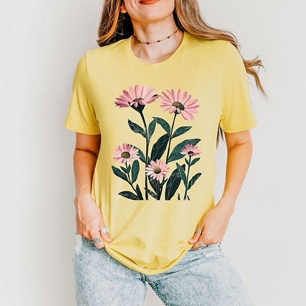 

Футболка с коротким рукавом с акварельным принтом в виде розовых ромашек Simply Sage Market, Yellow, Розовый, Футболка с коротким рукавом с акварельным принтом в виде розовых ромашек Simply Sage Market, Yellow