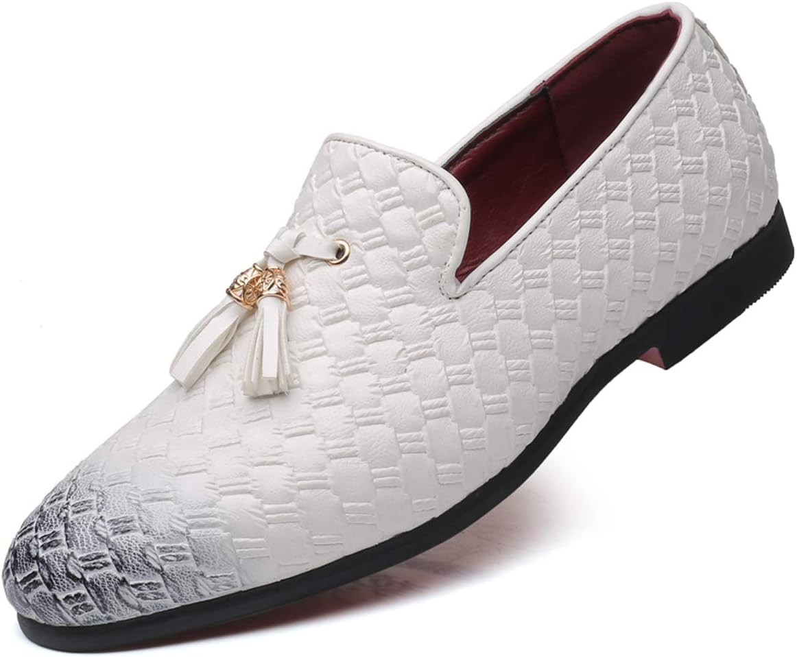 

Мужские лоферы Santimon с кисточками и бахромой, удобные повседневные мокасины, плетеные слипоны, обувь для вождения, свадьбы и выпускного, белый