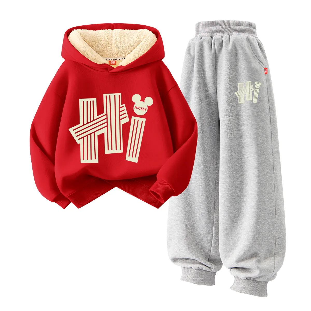 Детская толстовка с капюшоном для спорта и отдыха Disney, [Thickened and Fleece-Lined]Dihalo Red+Dihalo K Gray