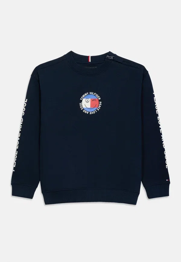 Толстовка Tommy Hilfiger Adaptive smiley flag logo terry sweatshirt, темно-синий — фото 3