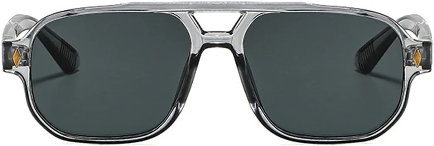 

Классические ретро-солнцезащитные очки COTIA с квадратной оправой и двойной перемычкой для женщин и мужчин. Модные солнцезащитные очки-пилот с двойной оправой, Grey