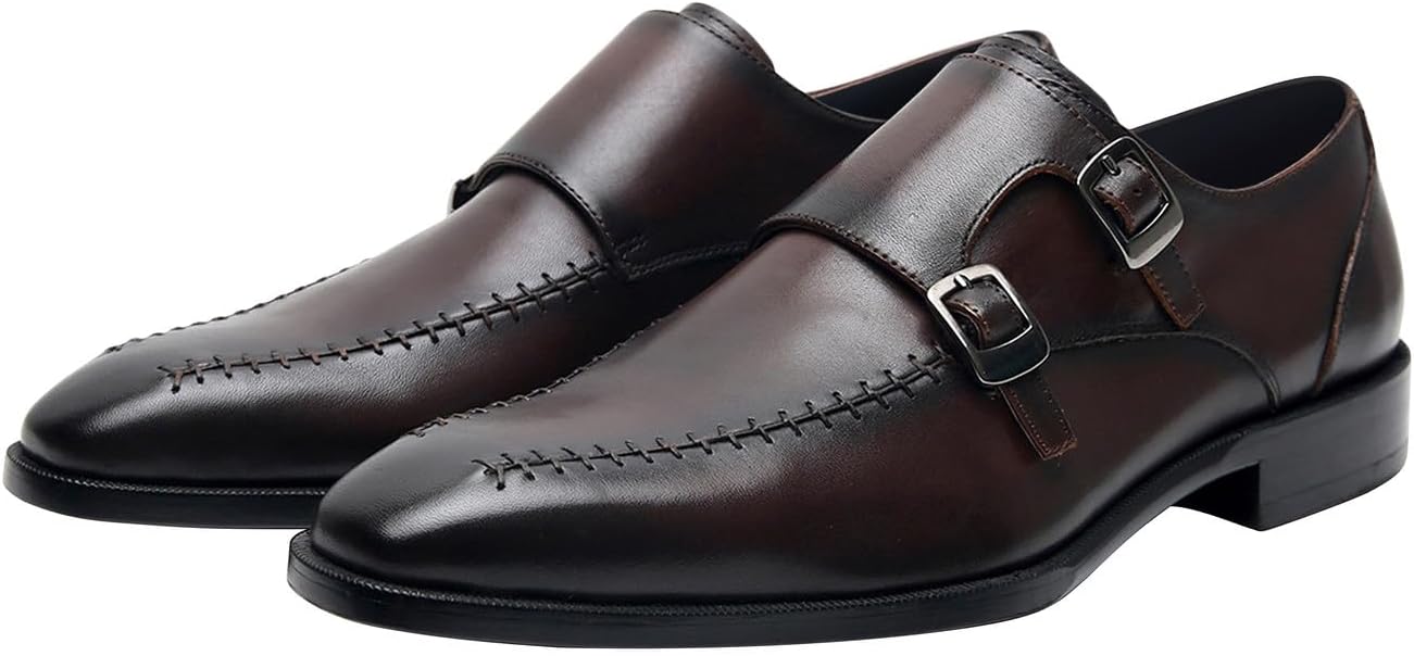 

Мужские туфли с двойным ремешком Santimon, лакированная кожа, заостренный носок, коричневые, прошитые методом Блейка, для выпускного, свадьбы и смокинга