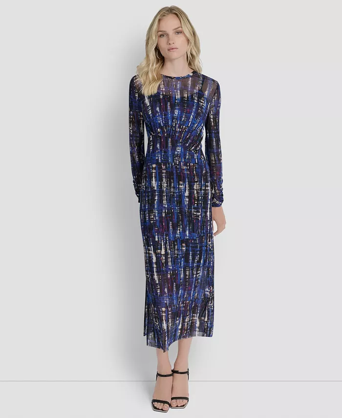 

Женское платье А-силуэта с длинными рукавами и круглым вырезом DKNY