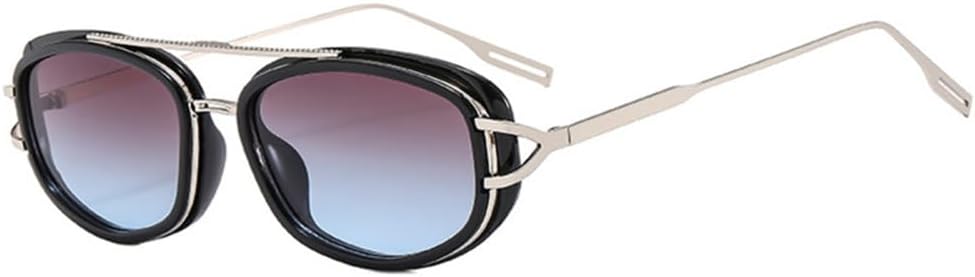 

Мужские солнцезащитные очки в стиле ретро-панк с овальными двойными перемычками и градиентным переходом цвета, защита от ультрафиолета UV400. Женские солнцезащитные очки LANGSER, Silver Grey Blue