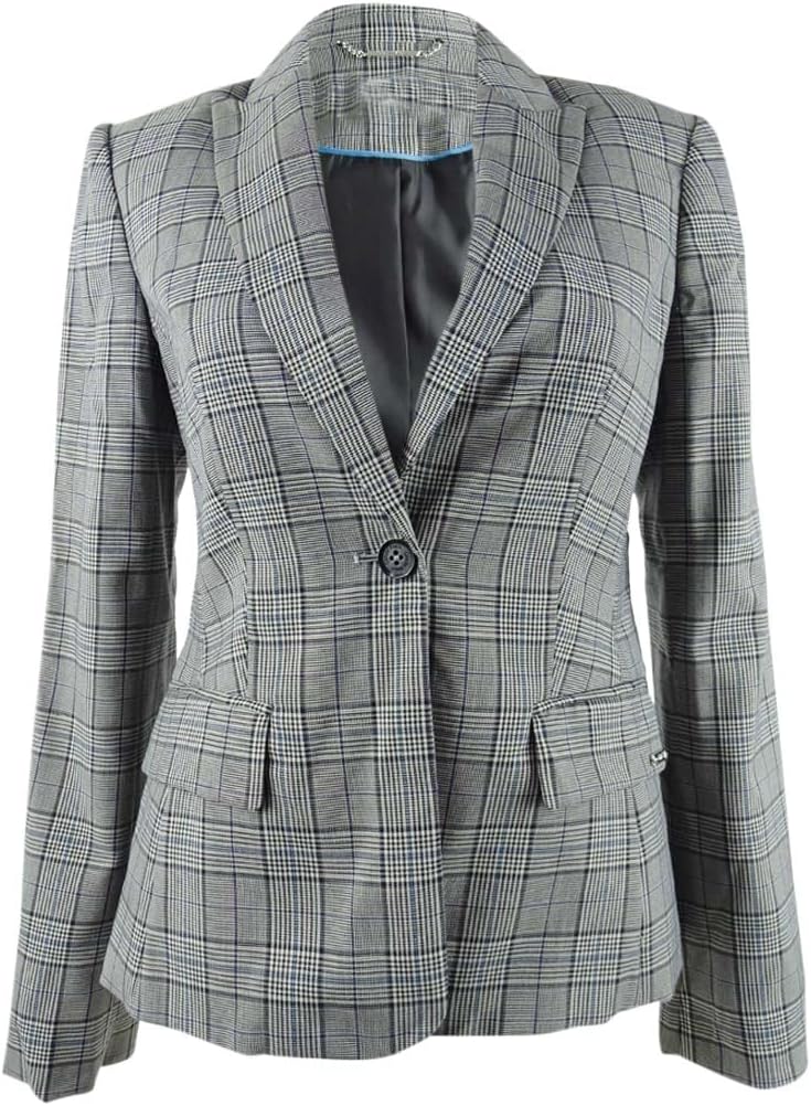 

Женский клетчатый блейзер на одной пуговице Calvin Klein, Steel Blue Multi