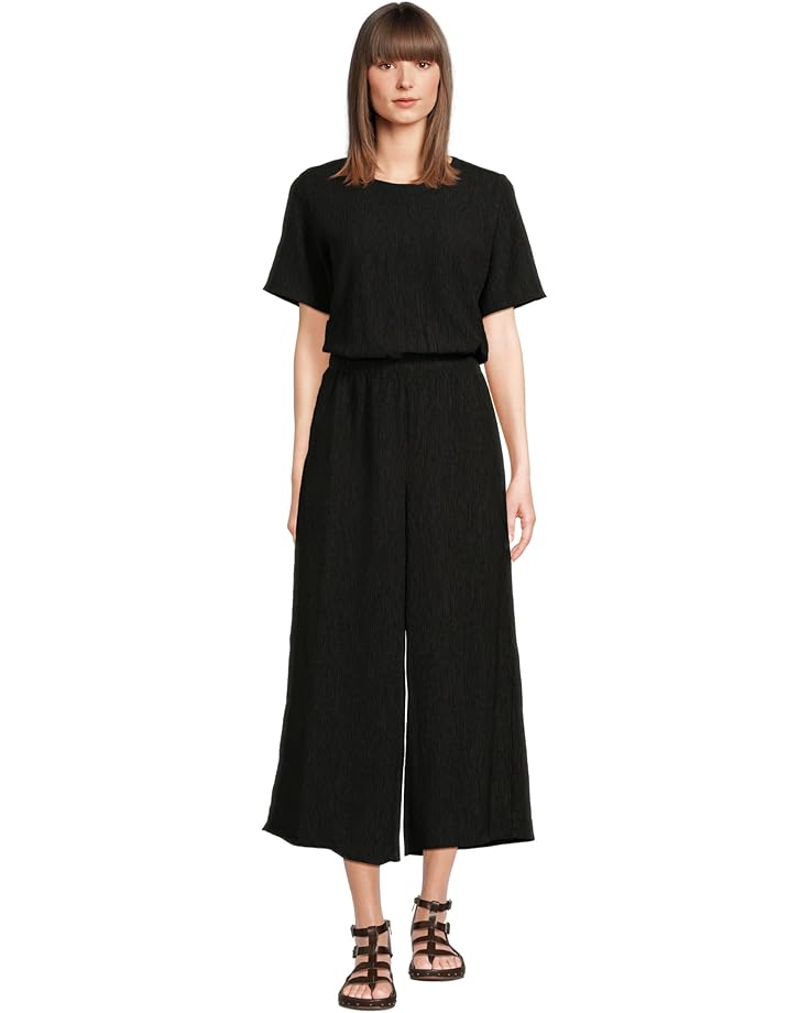 

Комбинезон Eileen Fisher Woven Plisse Round Neck Wide Jumpsuit, черный