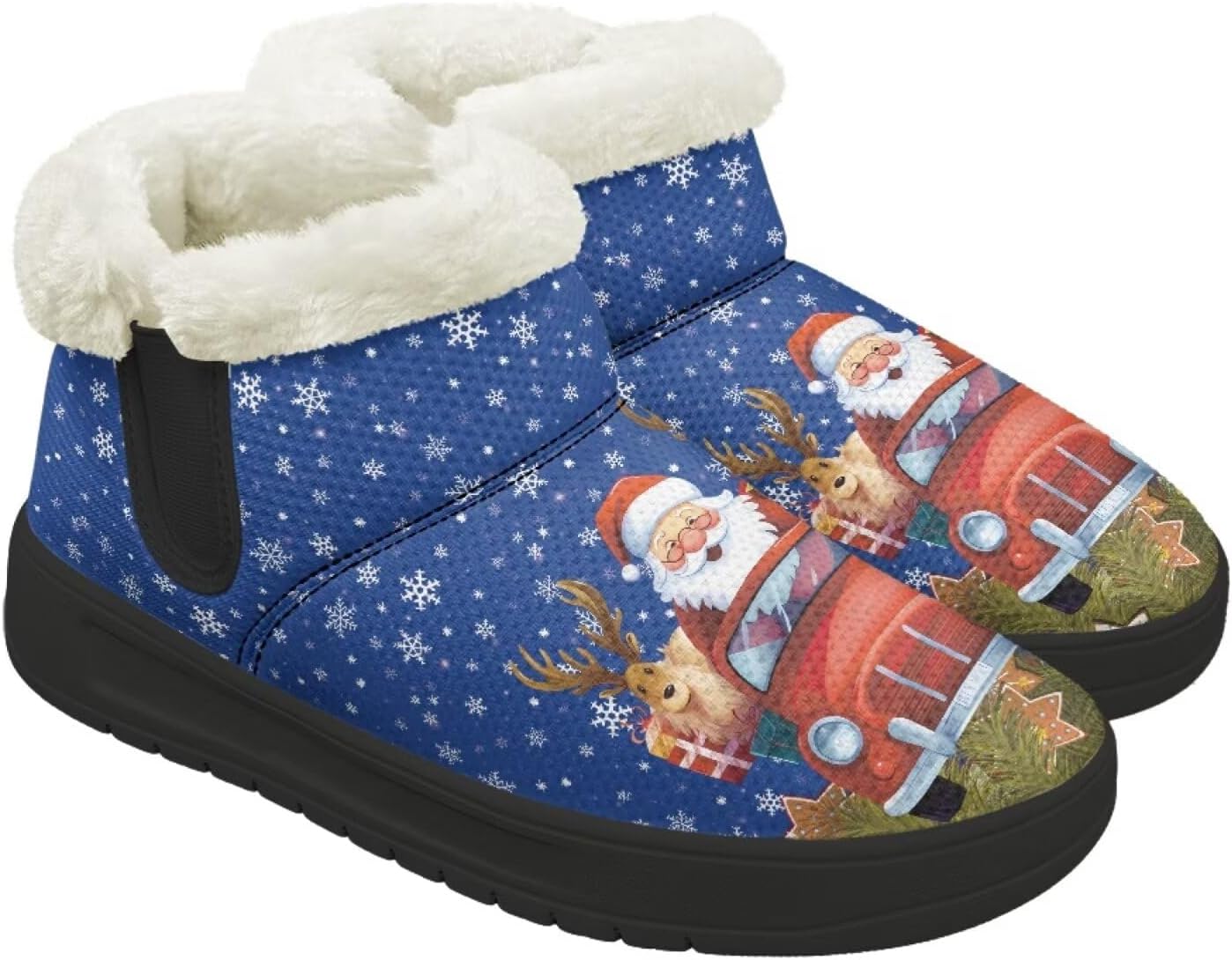 

Рождественские зимние сапоги Forchrinse для женщин и мужчин: удобные, теплые, пушистые, до щиколотки, зимние, противоскользящие, Santa Claus Reindeer