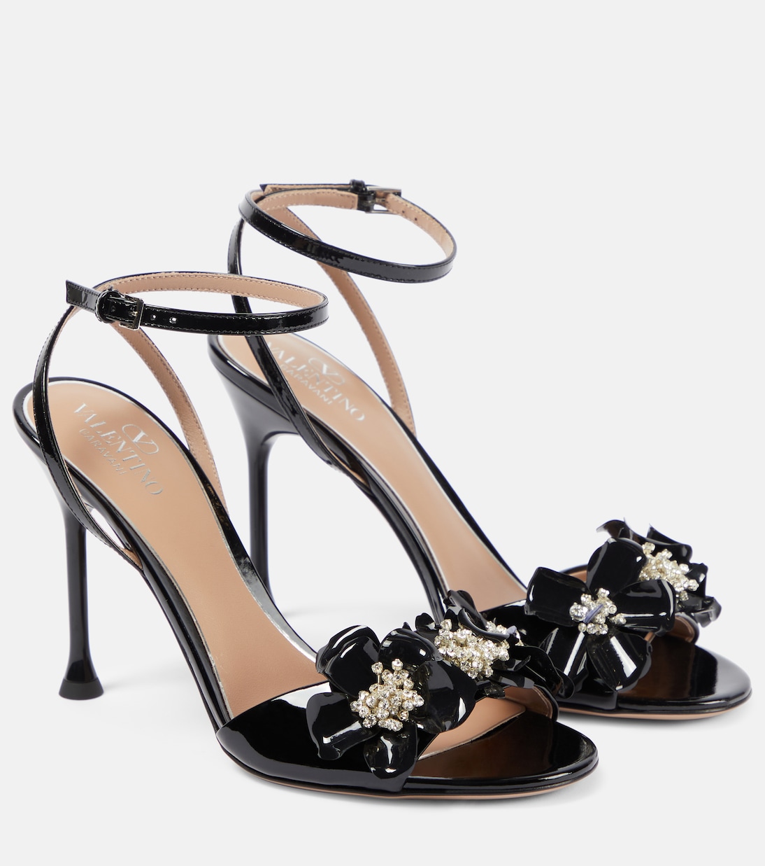 Сандалии из лакированной кожи Archive Wild Flower Valentino Garavani, Nero