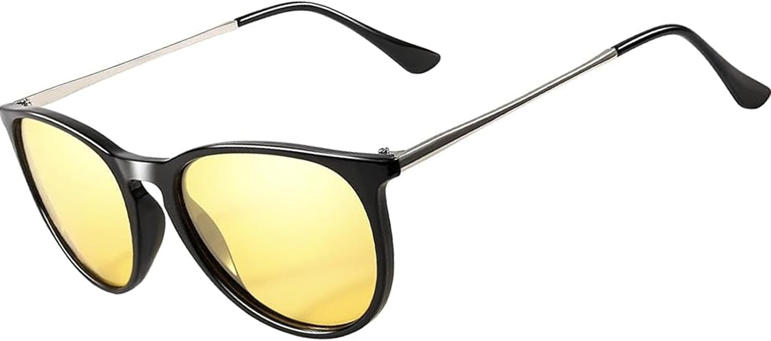 

Очки ночного видения – поляризованные желтые линзы, антибликовые очки для вождения, легкие очки с 100% защитой от УФ-излучения для использования в ночное время Each Cool, Black Frame / Gold Metal Temples – Night Vision Lens