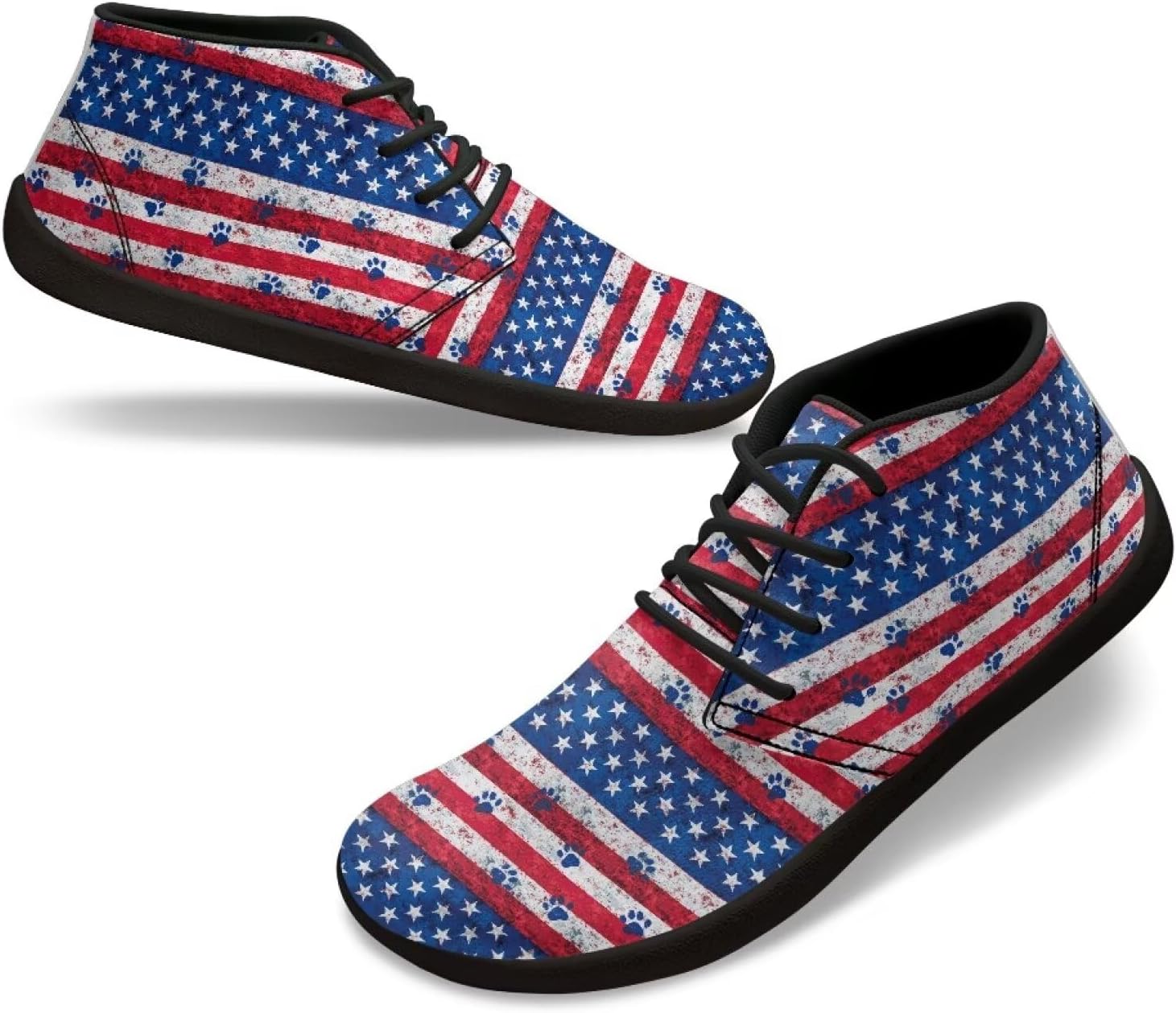 

Мужские кроссовки с широким носком, легкие, низкие, повседневные, для ходьбы, с нулевым перепадом высоты подошвы, нескользящие, спортивные, размеры US 5-14 Qoiuvncy, Usa Flag Animal Paw Print