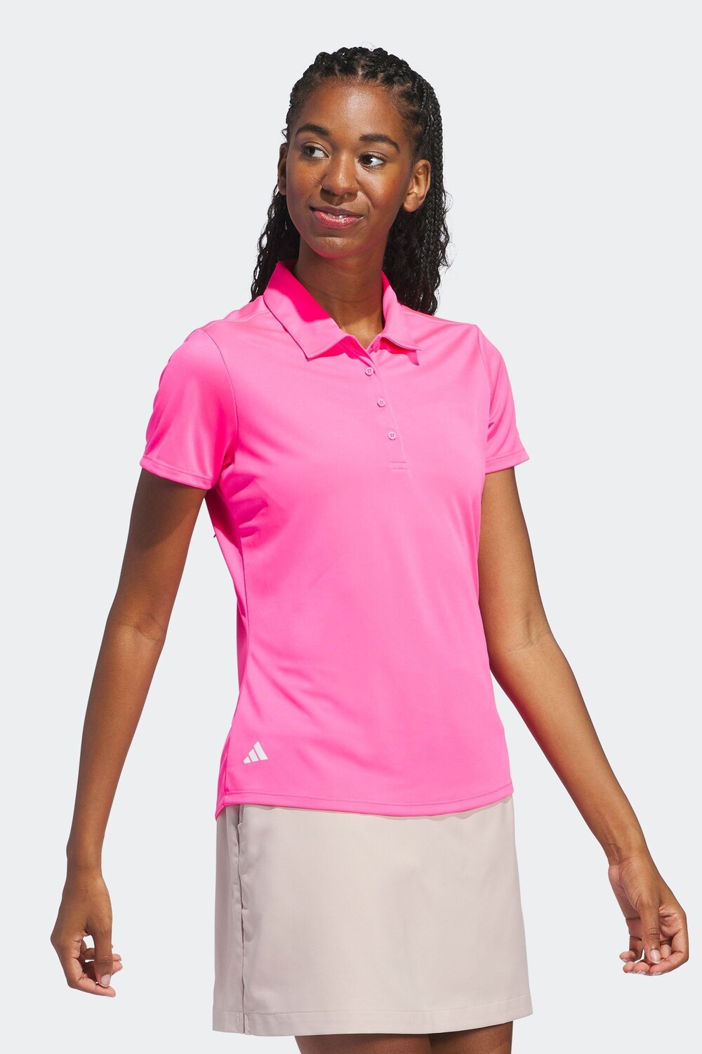 Однотонная женская рубашка-поло с короткими рукавами Adidas Golf, розовый — фото 3