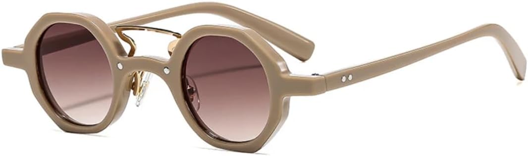 

Винтажные женские солнцезащитные очки с двойной перемычкой, роскошная маленькая оправа с заклепками, мужские очки для активного отдыха, защита от УФ-излучения UV400 TVTBBVV, Khaki Gradient Tea