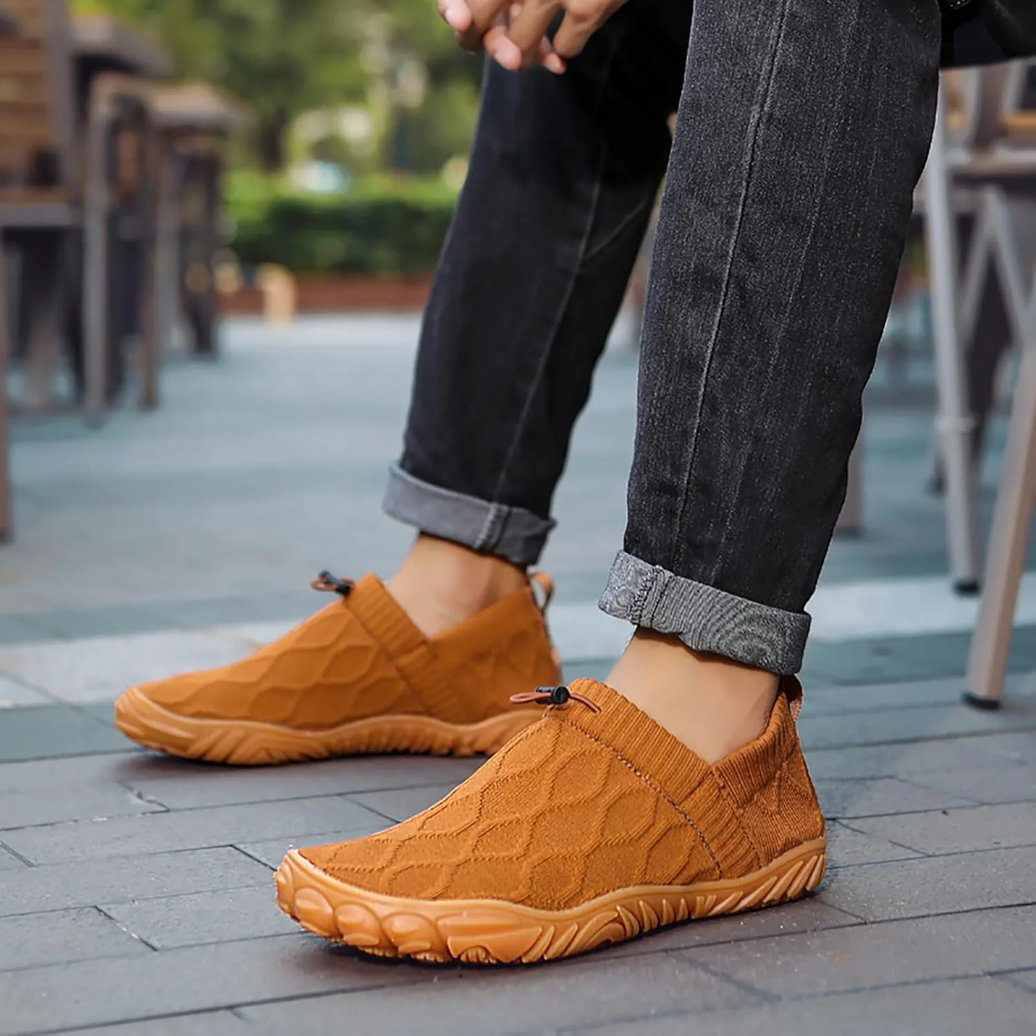 

Мужские кроссовки Tongzone с широкой носочной частью, слипоны для бега, трейлраннинга и ходьбы, с нулевым перепадом подошвы, коричневый