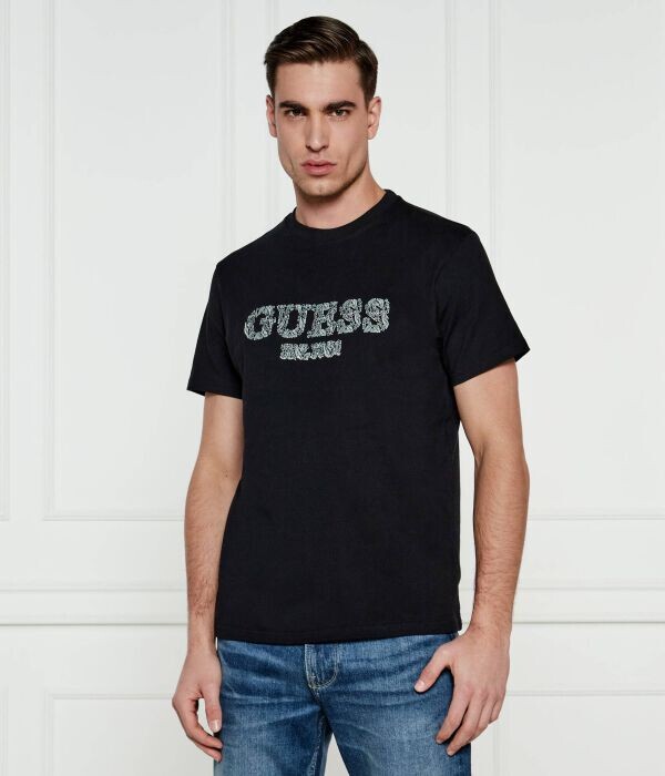 

Футболка мужская Guess Jeans с принтом из органического хлопка, черный