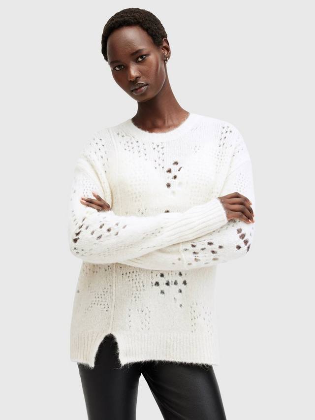 

Шерстяной джемпер winnie pointelle из богатой шерсти AllSaints, цвет Chalk White