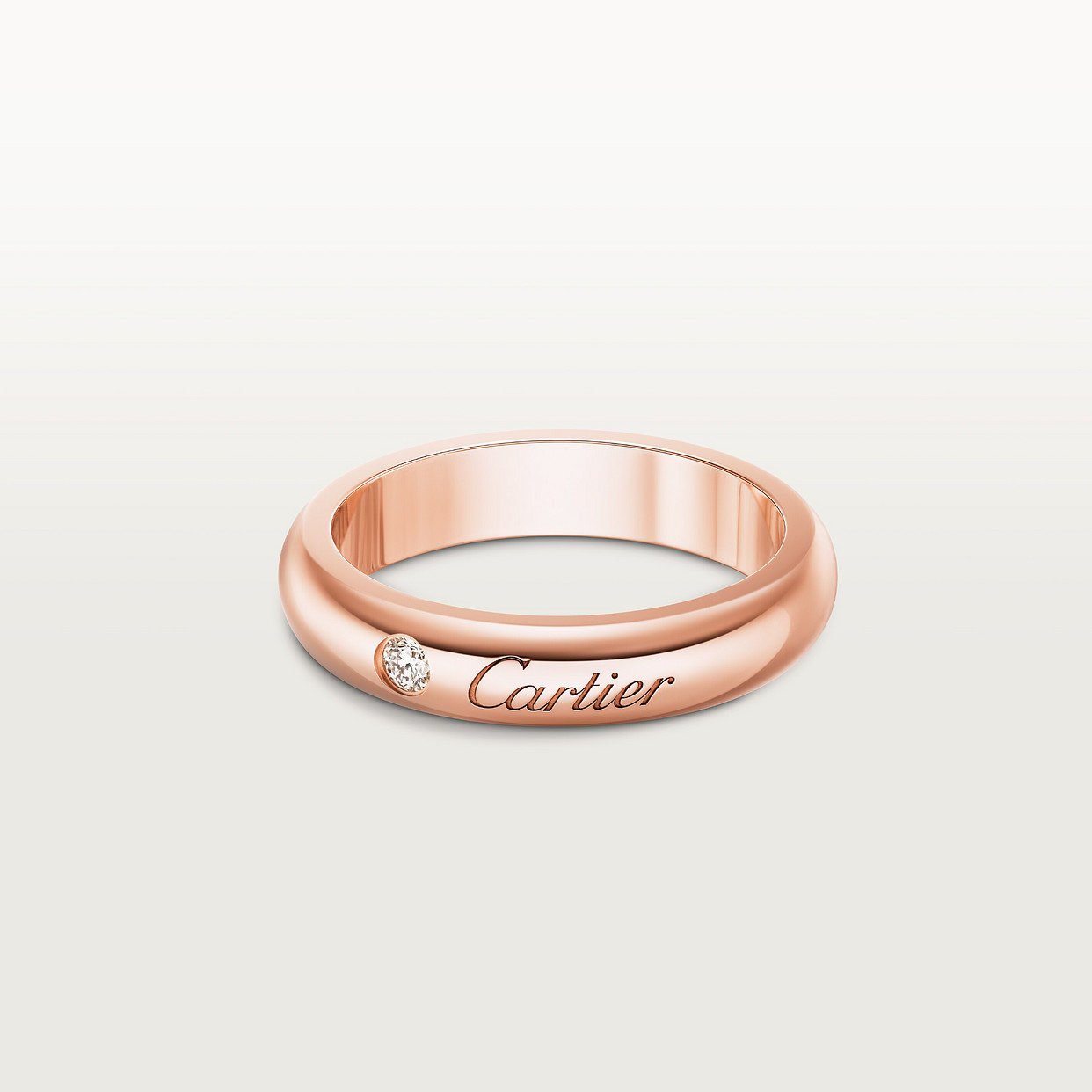 

Обручальное кольцо Cartier Alliance C de Cartier, ширина 4 мм, 1 ромб, розовое золото
