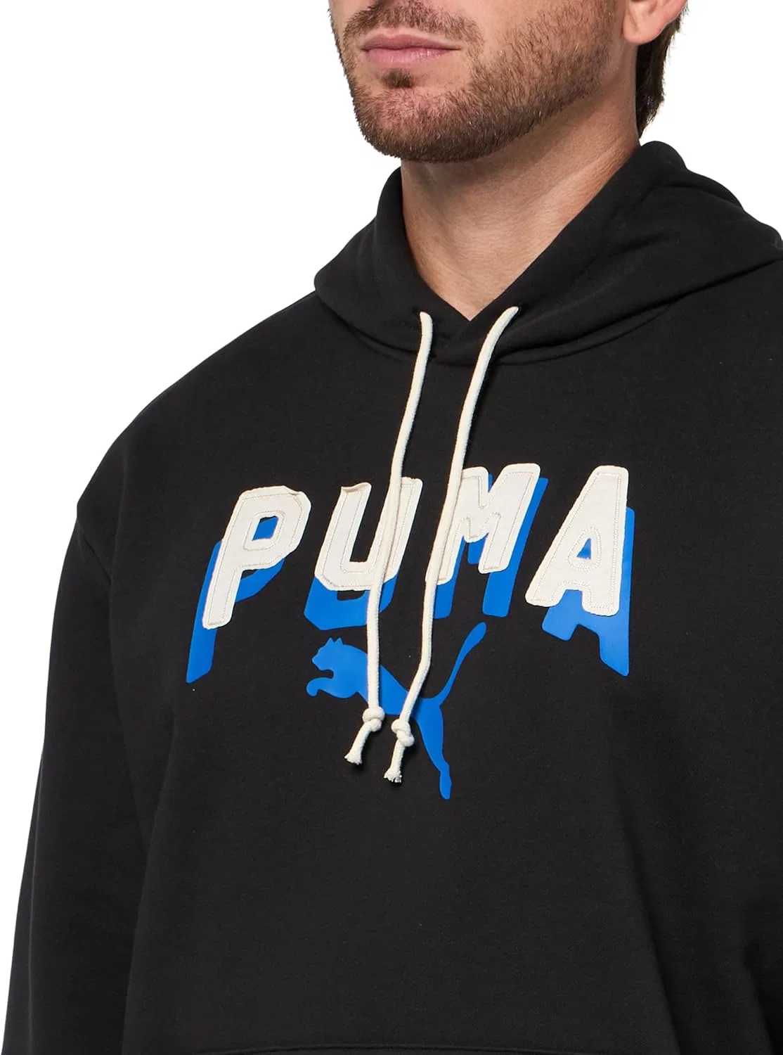Мужская толстовка PUMA Essentials Double Up Hoodie, спортивная верхняя одежда, повседневная - черная — фото 3