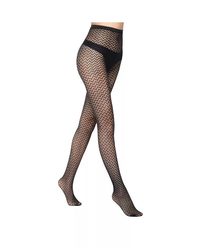 

Женские колготки в сеточку с микроволнами Stems, черный