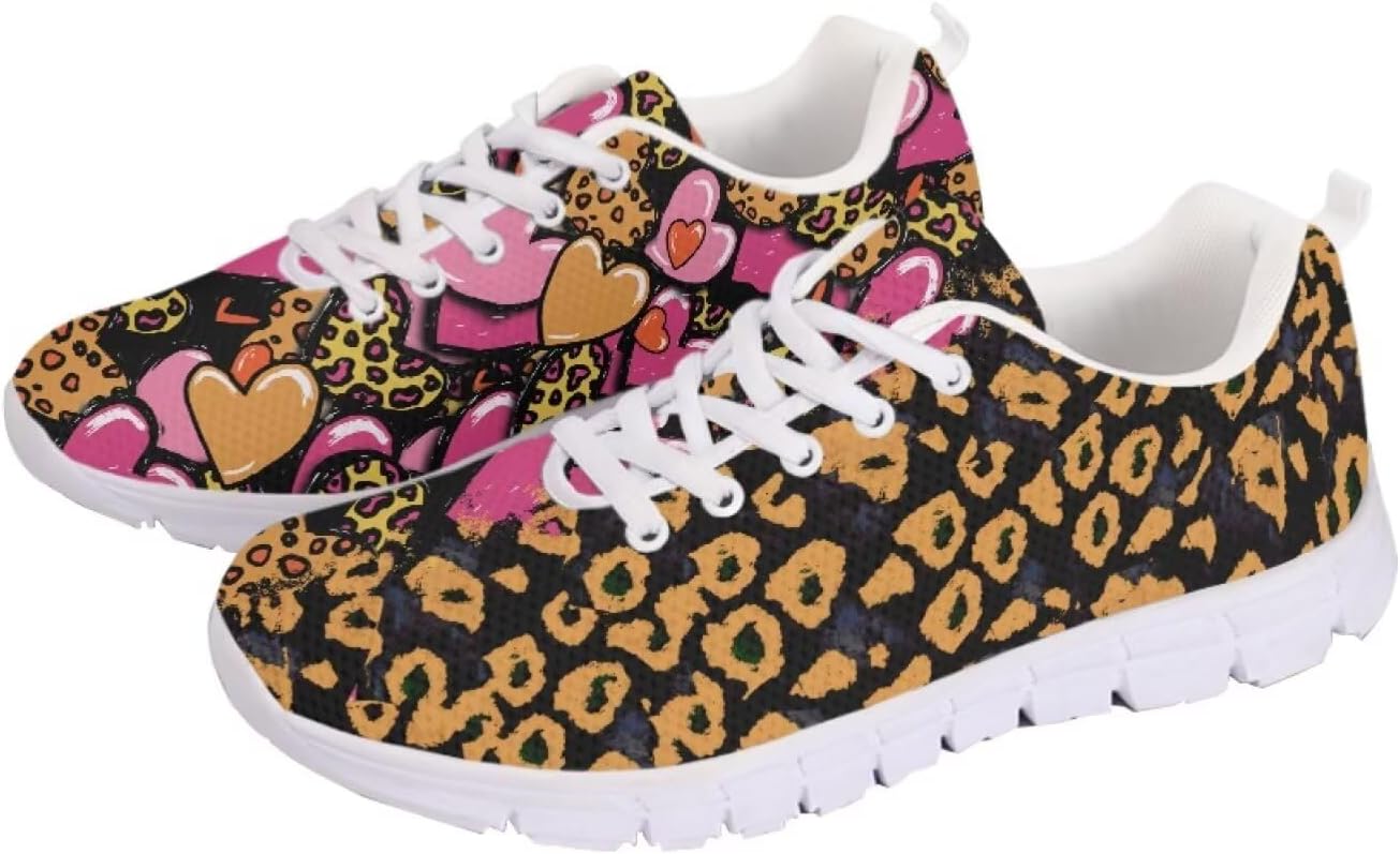 

Кроссовки с американским флагом для прогулок, кроссовки на 4 июля, повседневные беговые кроссовки для фитнеса на День независимости Getelinseng, Leopard Heart