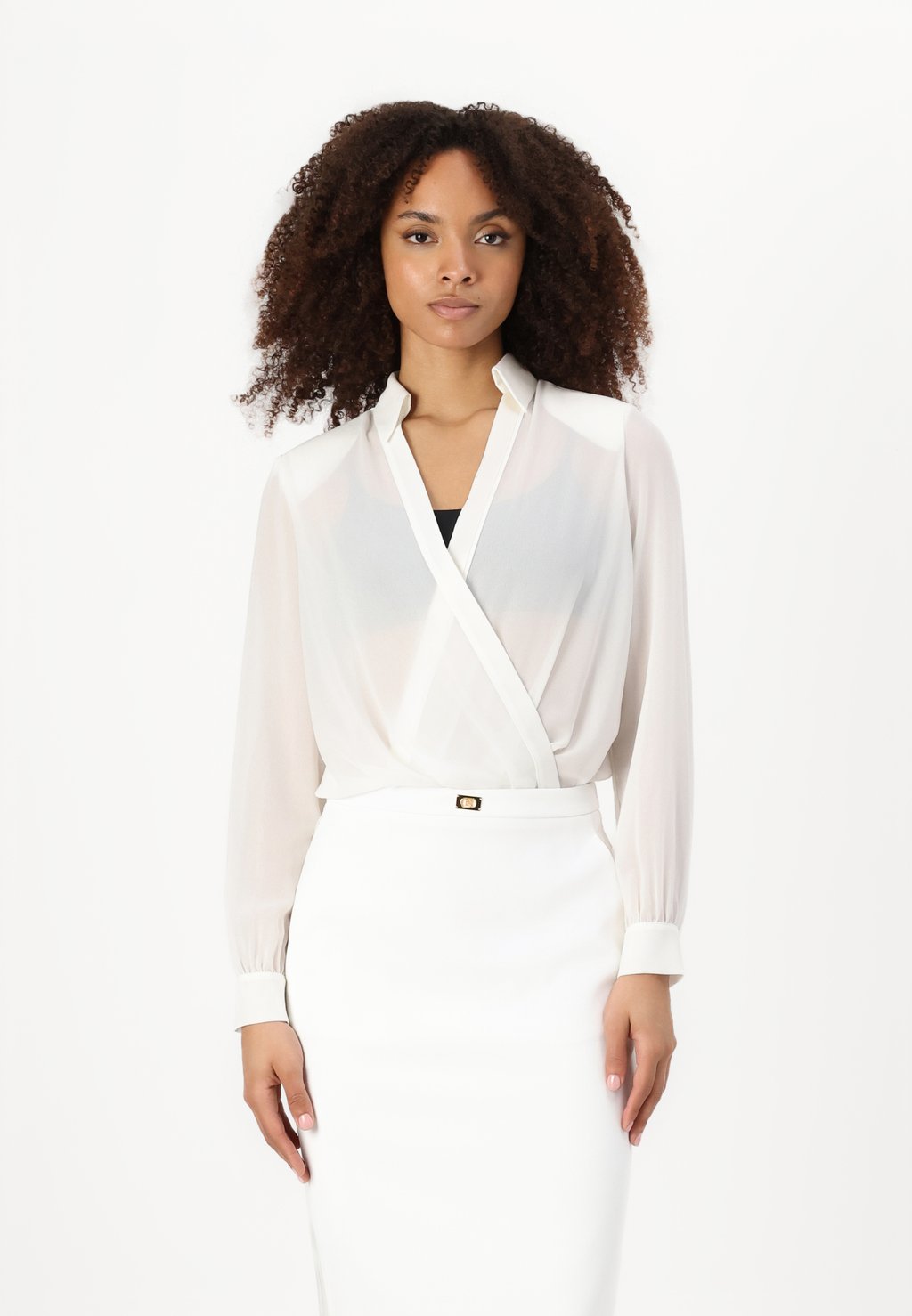 

Топ с длинными рукавами Blouse Elisabetta Franchi, кремовый