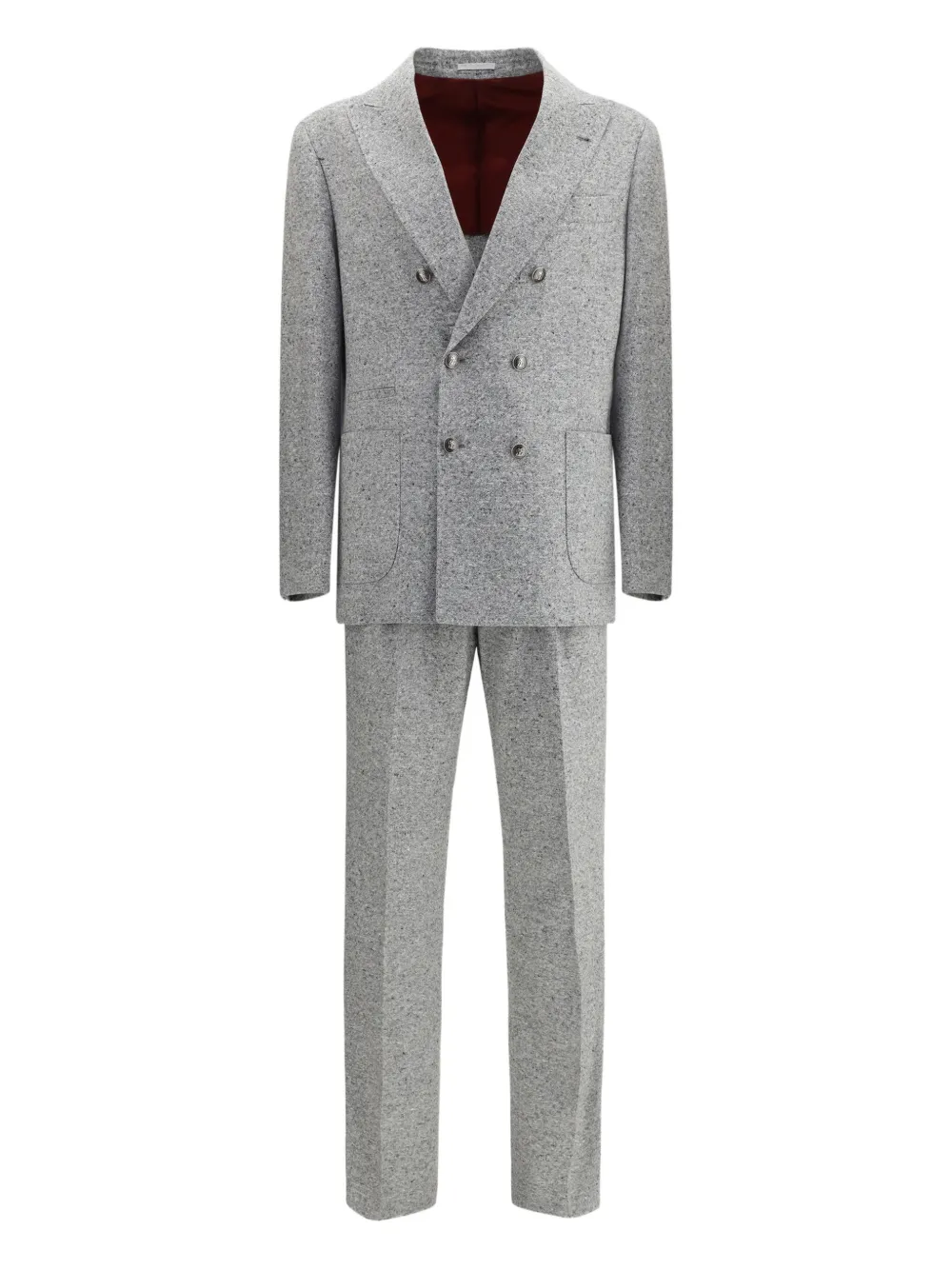 

Двубортный фактурный костюм Brunello Cucinelli, серый