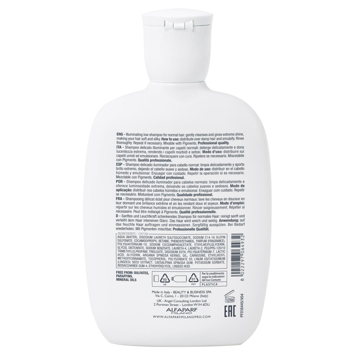 Шампунь semi di lino diamond illuminating low Alfaparf Milano, 250 ml, объем 250 мл — фото 2